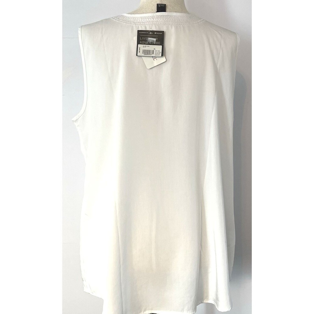 Women's Size XL Eddie Bauer White Sleeveless Blouse Shirt Embroidered Romantic - Picture 2 of 7